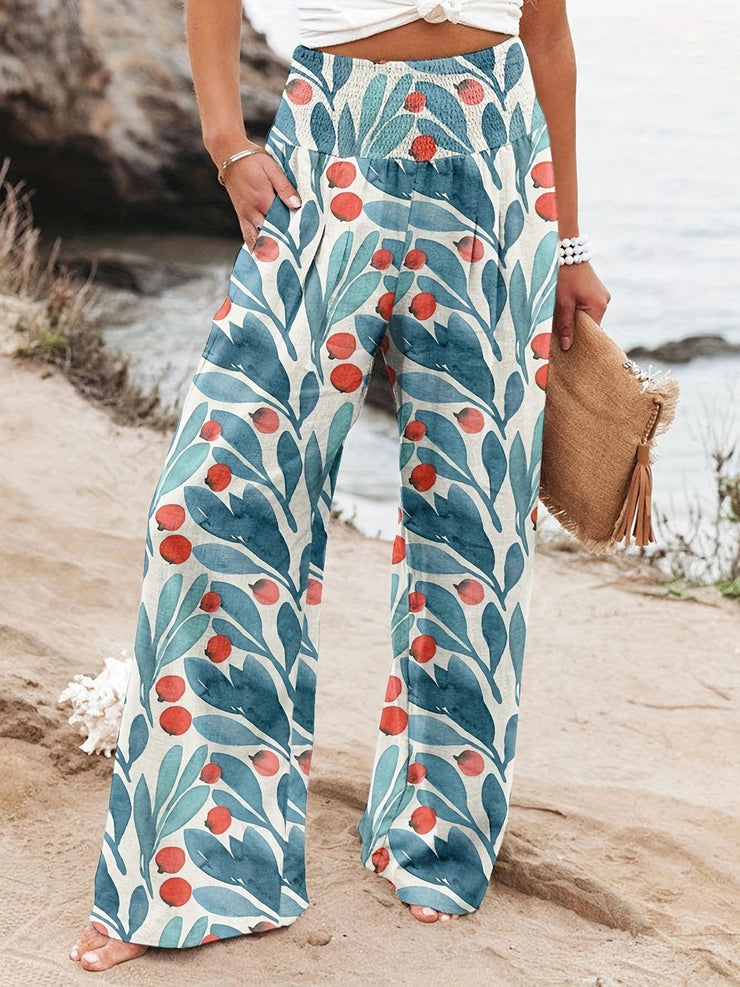 Noosa Bloom Pants | Relaxed floral wide-leg trousers