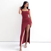 Sienna Slit Maxi | Sleeveless ruched evening dress
