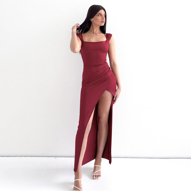 Sienna Slit Maxi | Sleeveless ruched evening dress