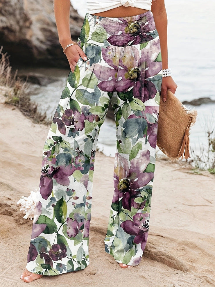 Noosa Bloom Pants | Relaxed floral wide-leg trousers