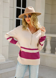 Harper Quarter Zip | Sporty casual striped pullover