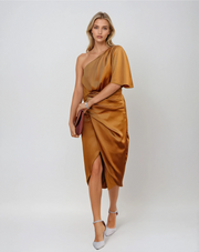 Sienna One-Shoulder Midi Dress | Elegant Party Style