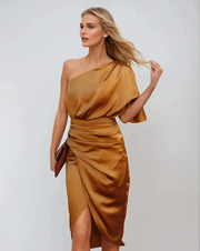 Sienna One-Shoulder Midi Dress | Elegant Party Style