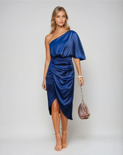 Sienna One-Shoulder Midi Dress | Elegant Party Style