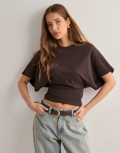 Luxe Crop Batwing Tee | Relaxed Fit Short Sleeve Top