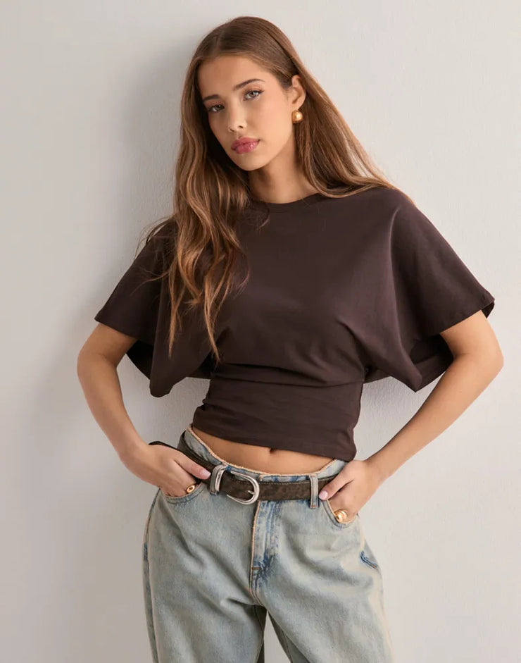 Luxe Crop Batwing Tee | Relaxed Fit Short Sleeve Top