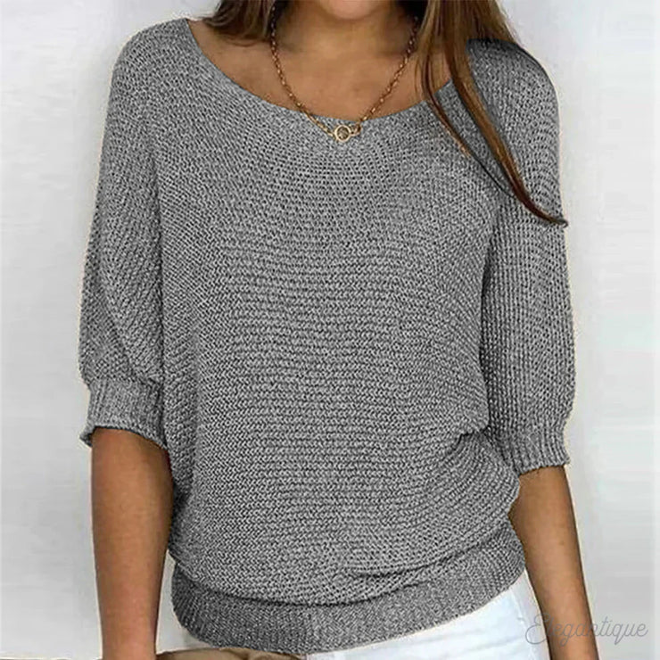 Amelia Relaxed Knit Top | Off-Shoulder Lightweight Jumper
