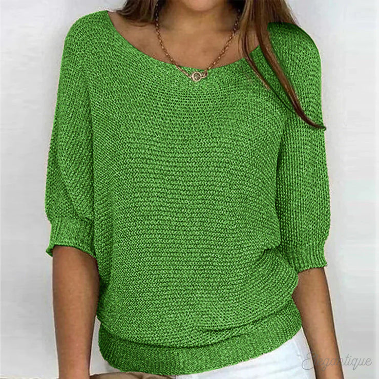 Amelia Relaxed Knit Top | Off-Shoulder Lightweight Jumper