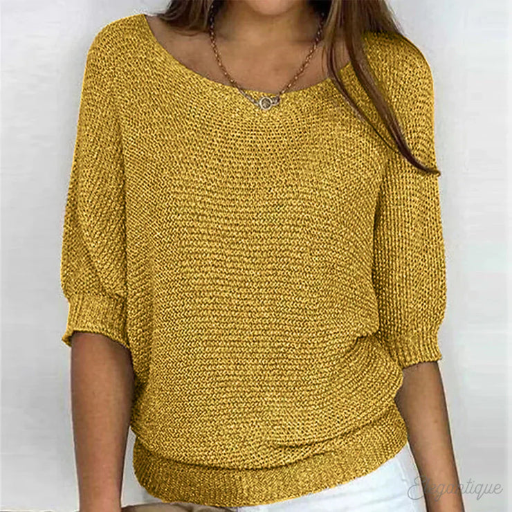 Amelia Relaxed Knit Top | Off-Shoulder Lightweight Jumper