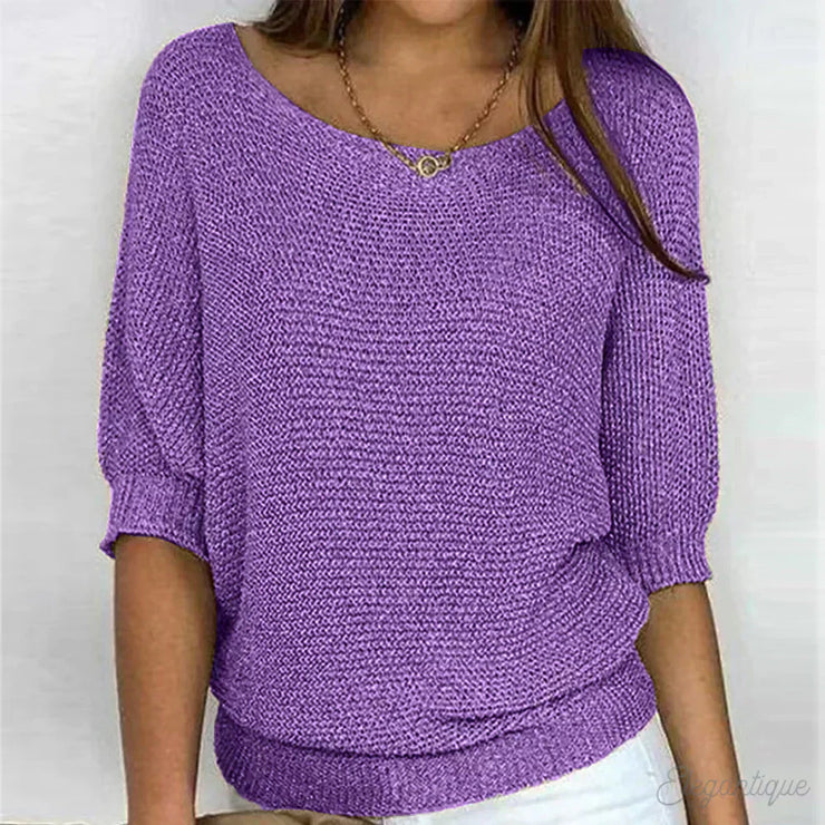 Amelia Relaxed Knit Top | Off-Shoulder Lightweight Jumper